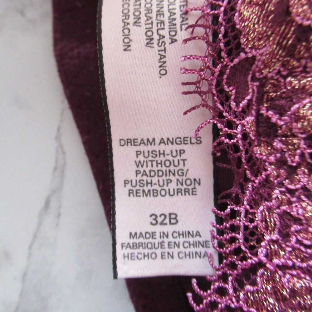 Victorias‎ Secret Bra 32B Push Up Without Padding Purple Lace Underwire - Picture 7 of 7